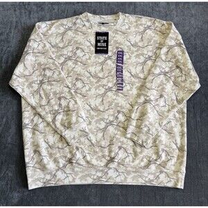 NWT State of Mine Camo Crewneck Fleece Sweatshirt Men's 2XL White Camo Comfort